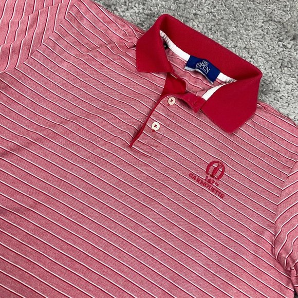 THE OPEN 147th Carnoustie St. Andrews Polo Shirt Men's Size M Red Filo di Scozia - Picture 1 of 12